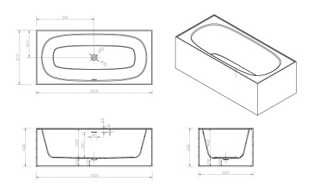 Ванна из искусственного камня ABBER Blitz AS9501WL