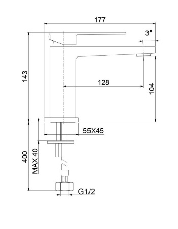 Смеситель для раковины Webert Pegaso PE830102560SSE, черный