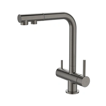 Смеситель для кухни c выдвижным изливом и подключением к фильтру IDDIS Umbra UMBGMPFi05 графит