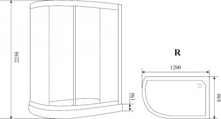 Душевая кабина Timo Lux T-7702 R 120x85x225 профиль хром глянцевый, стекло прозрачное