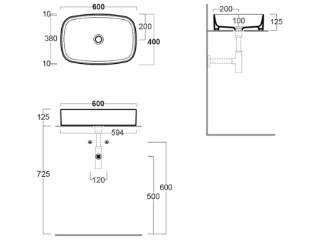 Раковина накладная 60см Simas Folio FO04 белый