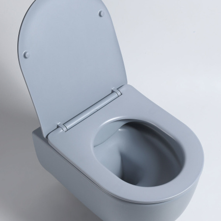 Унитаз подвесной безободковый Vincea Evo VT1-34SMO голубой матовый, с сиденьем микролифт