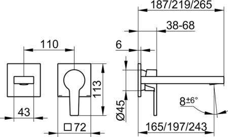 Смеситель для раковины (излив 219мм) Keuco Edition 11 51116130200 хром черный шлифованный