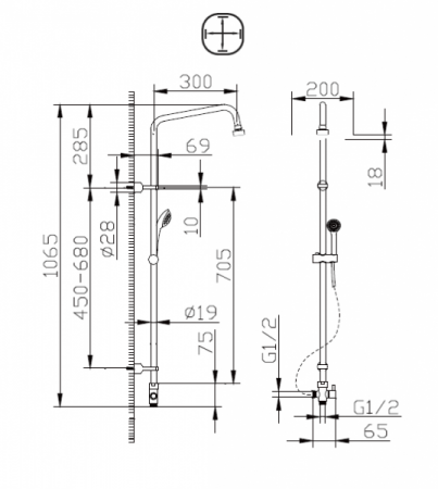 Душевая стойка Bravat Fit S D283CP-2A-RUS хром