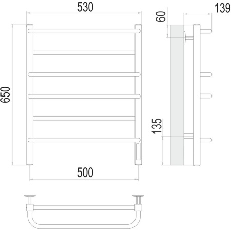 Полотенцесушитель электрический Terminus Евромикс квадро П6 50х65