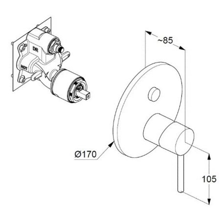 Встраиваемая душевая система со смесителем Kludi Bozz 386400576 хром
