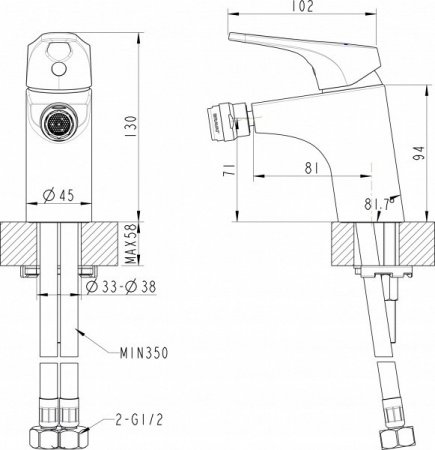 Смеситель для биде Bravat Drop-D F948162C-01 хром