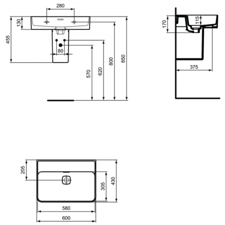 Раковина 60 см Ideal Standard STRADA II T363801