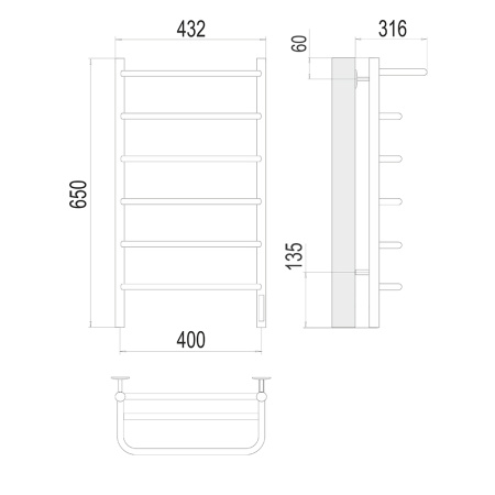 Полотенцесушитель электрический Terminus Полка П6 40х65