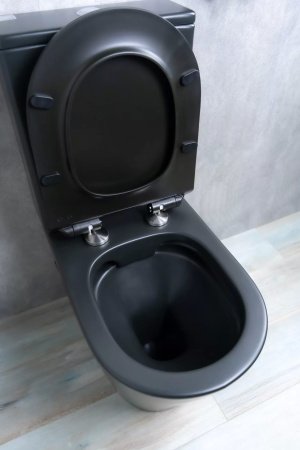 Унитаз напольный безободковый GID Tr2179BM с сиденьем микролифт, черный матовый