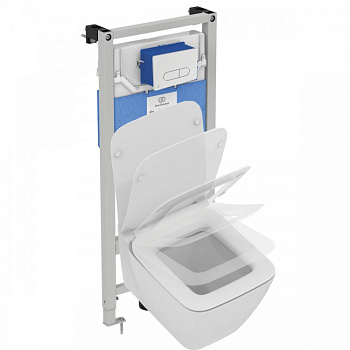 Пневматический промо-набор 4 в 1 Ideal Standard с унитазом T359601 STRADA II AquaBlade®, с сидением и крышкой T360101, с инсталляцией PROSYS 120 P и пневматической панелью смыва OLEAS™ P1