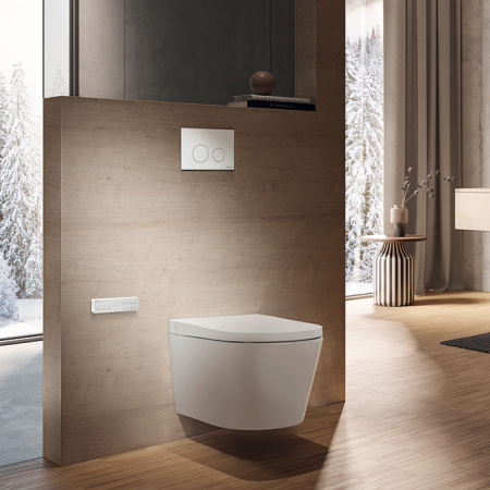 Комплект унитаза-биде с инсталляцией TECE Spring L S955797 с сиденьем микролифт с клавишей смыва белый матовый