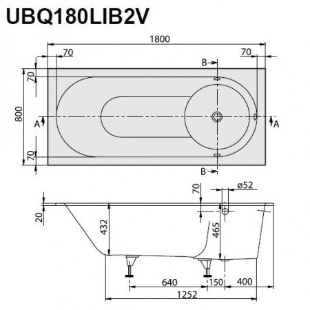 Квариловая ванна Villeroy & Boch Libra 180х80см белый