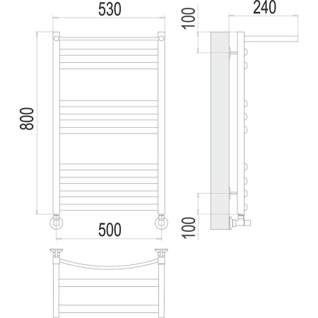 Полотенцесушитель водяной с полкой Terminus Енисей П10 50х80