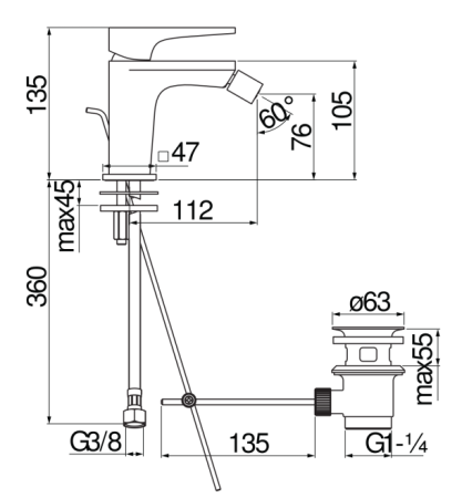 Смеситель для биде Nobili Seven SE124119/1BM черный матовый