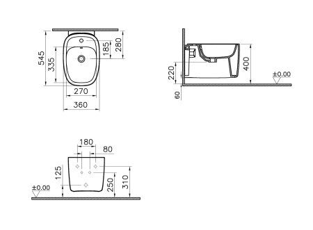 Биде подвесное VitrA Plural 7831B483-0288 черный матовый