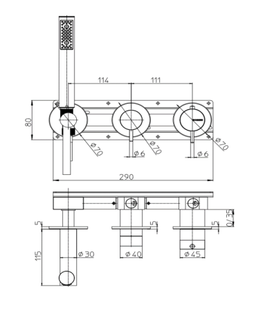 Термостат для душа на 2 потребителя Bossini Nobu INZ227.075 матовая нерж. сталь
