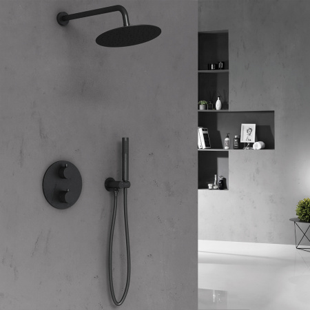 Встраиваемая душевая система с термостатом Vincea VSFW-101TMB черный матовый