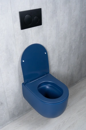 Унитаз подвесной безободковый GID Tr2133TF-BUM синий матовый, с сиденьем микролифт