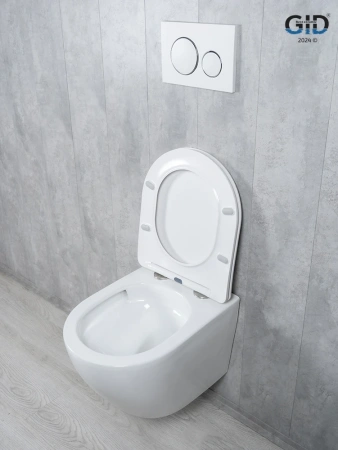 Унитаз подвесной безободковый GID Tr2122TF белый с сиденьем микролифт