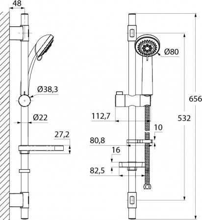 Душевой гарнитур Iddis TSH1501 Хром