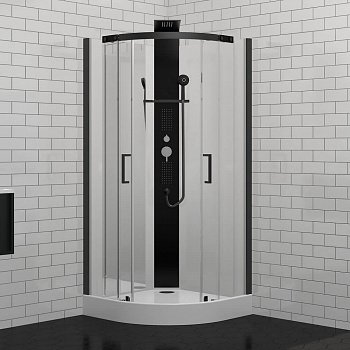 Душевая кабина Black&White G8701 90x90x217 профиль черный матовый, стекло прозрачное