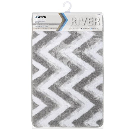 Коврик для ванной Fixsen River 1-ый, FX-5004K, серый, 50х80 см.