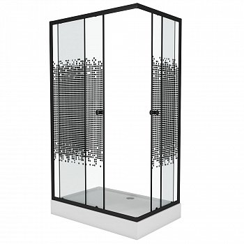 Душевой угол Niagara NG- 012-14Q BLACK 120x80x195 профиль черный, стекло с узором