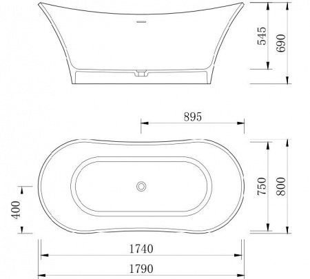 Ванна из искусственного камня NT Corno Grande 179x80 NT301