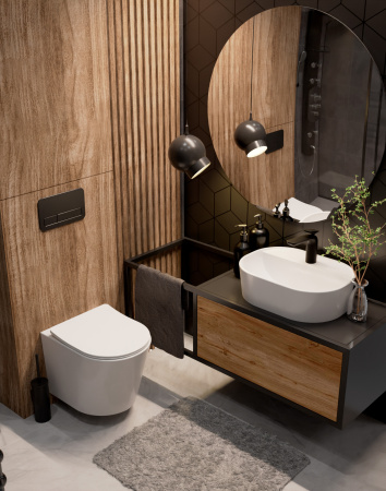 Унитаз подвесной безободковый AQUAme AQM2001 белый, с сиденьем микролифт