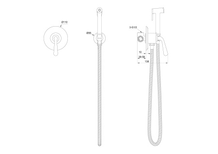 Смеситель с гигиеническим душем встраиваемый WONZON & WOGHAND STEAM, Хром (WW-88849008-CR)