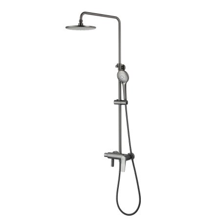 Душевая стойка со смесителем Lemark Bronx LM3762GM графит