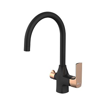 Смеситель для кухни с подключением фильтра Lemark Ursus LM7261BLR черный матовый/золото