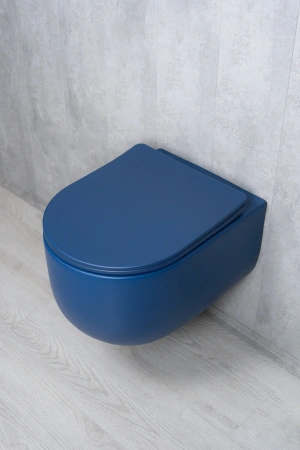 Унитаз подвесной безободковый GID Tr2133TF-BUM синий матовый, с сиденьем микролифт