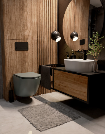 Унитаз подвесной безободковый AQUAme AQM2002MGR серый матовый, с сиденьем микролифт