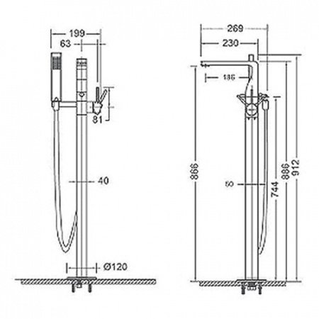Смеситель для ванны с душем Bravat Arc F66061C-B3-ENG хром