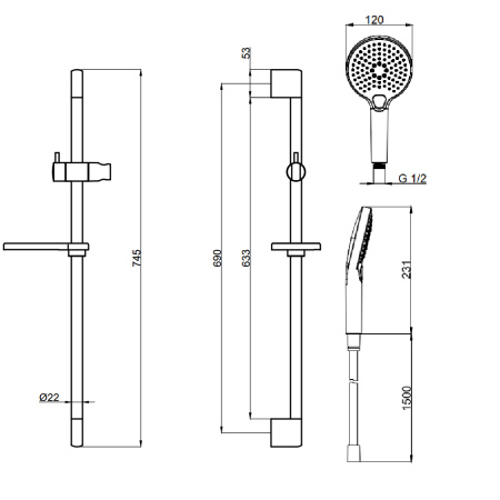 Душевой гарнитур AQUAme AQM8101BG золото матовое