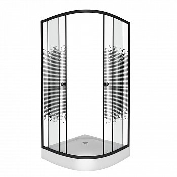 Душевой угол Niagara NG- 007-14BLACK 90x90x195 профиль черный, стекло с узором