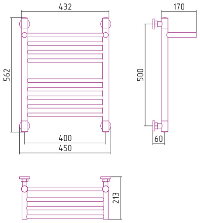Полотенцесушитель водяной Сунержа Богема с полкой+ 50х40 хром