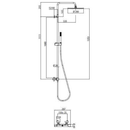 Душевая стойка с термостатом Bossini Cosmo L10196.021 хром