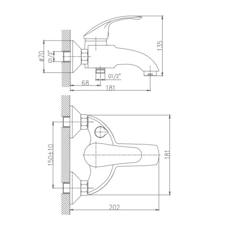 Смеситель для ванны Haiba HB3221, хром