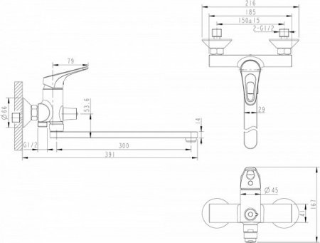 Смеситель  Bravat Drop-D F748162C-2 хром
