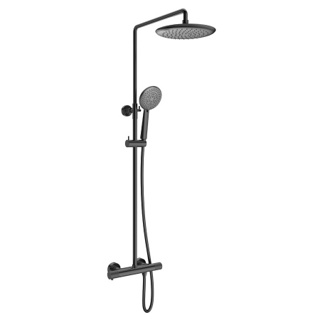 Душевая стойка с термостатом Vincea Desire VSFS-1D0TGM вороненая сталь