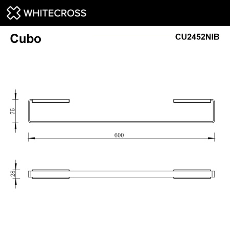 Полотенцедержатель 600 мм. WHITECROSS Cubo CU2452NIB (брашированный никель)