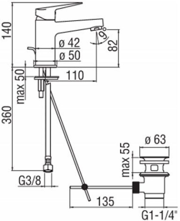 Смеситель для раковины Nobili Blues BS101118/1CR хром