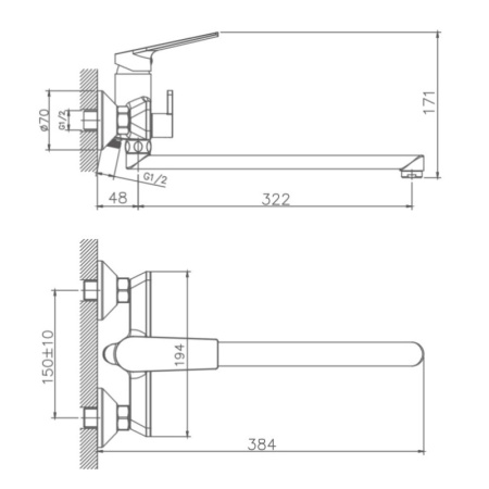 Смеситель для ванны Haiba HB22533-3, пепельный