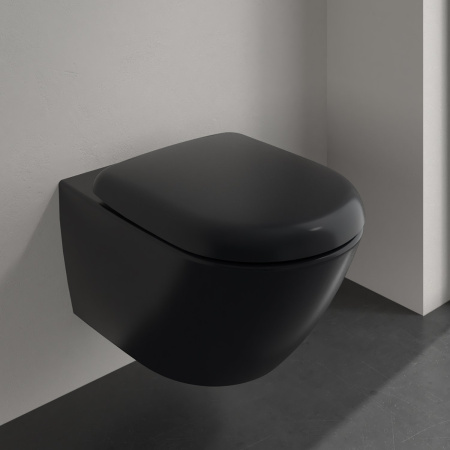 Унитаз подвесной безободковый Villeroy & Boch Antao 4674T0R7 черный матовый, с покрытием CeramicPlus, без сиденья