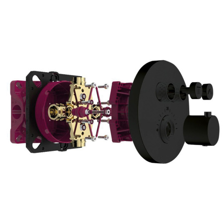 Термостат для душа на 2 потребителя AQUAme  AQM8802MB черный матовый